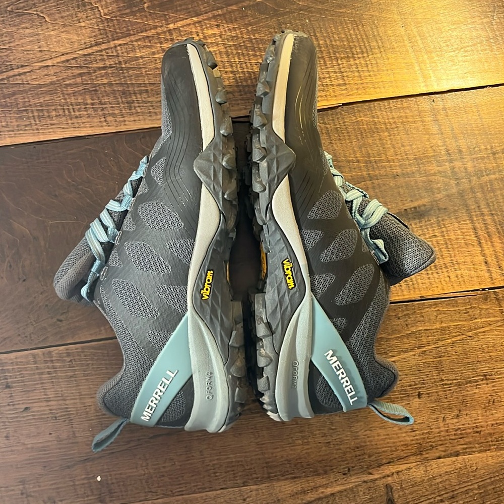 Merrell Women's Gray and Light Blue Trail Running Shoes - Picture 5 of 8